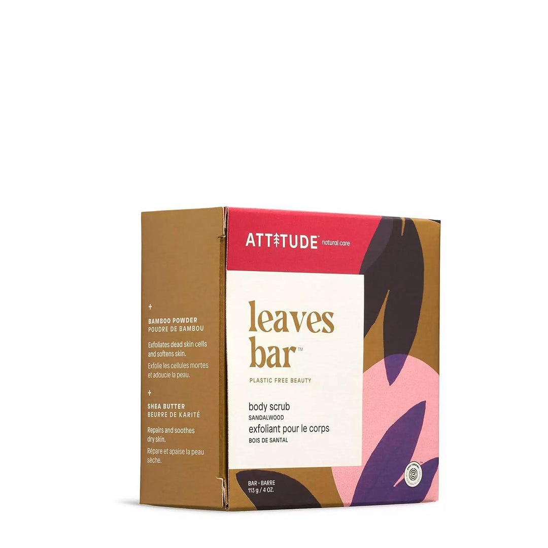 Scrub pentru corp Leaves Bar, Lemn de Santal 113g, ATTITUDE