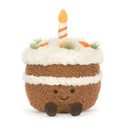 Prăjitura Carrot Cake din pluș cu lumânare, vedere frontală