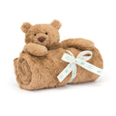 Păturică de atașament Ursulețul Bartholomew Jellycat, rulată și legată