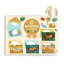 Set de 8 invitații Animale din junglă cu plicuri și stickere