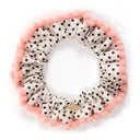 Scrunchie Anna, imprimeu cu buline și bordură roz-piersică