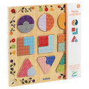 Puzzle din lemn Ludigrafic cu forme geometrice și șnururi — Djeco