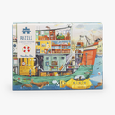 Cutia puzzle-ului Nava exploratorului lângă ilustrația completă