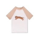Tricou UV Brown Roamer alb și bej cu imprimeu animal, vedere frontală
