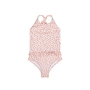 Costum de baie Pink Leopard cu bretea pe un umăr, vedere frontală