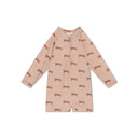 Costum de baie UV Beige Roamer cu mâneci lungi, vedere frontală