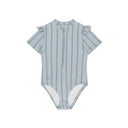 Costum de baie UV Resort Stripe cu dungi albastre, vedere frontală