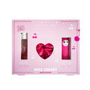 Cutia setului cadou Miss Cherry Inuwet cu parfum, elastic și balsam de buze