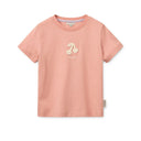 Tricou roz Cherry Heart cu broderie, vedere frontală