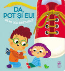 Coperta cărții „Da, pot și eu! Să-mi leg șireturile”, cu doi copii și un pantof cu șiret galben