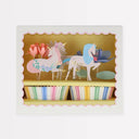Set pentru decorarea brioselor cu unicorni si flori pastel