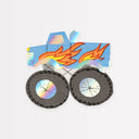 Șervețel Monster Truck albastru cu flăcări și roți holografice