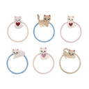 Set de 6 elastice de păr Cutey Kitten pe fundal alb