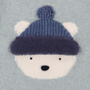 Pulover din lână merino Denn Urs polar, Cloud Blue Melange – detaliu broderie Urs polar