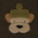 Pulover din lână merino Denn Terrier, Dark Olive – detaliu broderie Terrier