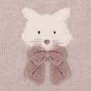 Pulover din lână merino Denna Pisică, Ash Rose Melange – detaliu broderie Pisică și fundă