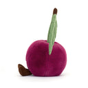 Amuseables Cherry văzută lateral, cu frunza deasupra