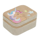 Cutie de bijuterii Unicorn din catifea pe fundal alb
