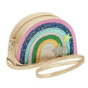 Geantă curcubeu Unicornland, multicolor pe fundal alb