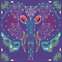 Tabloul cu elefant realizat din fire colorate