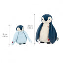 Perechea de pinguini Kaloo cu dimensiunile de 15 și 25 cm indicate