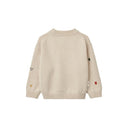 Pulover tricotat cu broderie din lana si bumbac organic