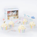 Set pentru decorarea brioselor cu unicorni si flori pastel