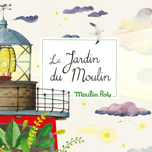 Ilustrație Le Jardin du Moulin cu grădină și far