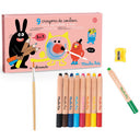 Set de 9 creioane colorate 3 în 1, Les Schmouks — Moulin Roty