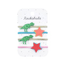 Setul de patru elastice T-Rex cu dinozauri verzi și stele colorate — Rockahula Kids