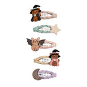 Set de 5 agrafe de păr Pisici de Halloween pe fundal alb