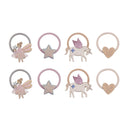Set de 8 elastice de păr Dreamy Fairy pe fundal alb