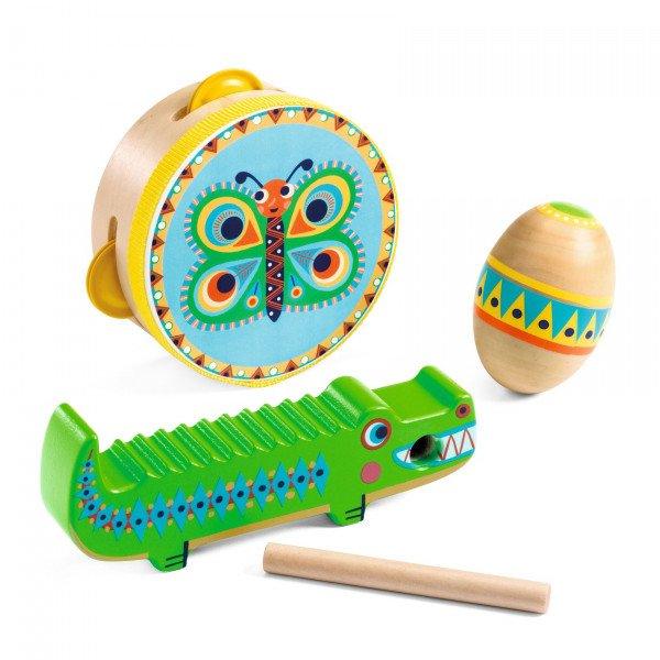 ANIMAMBO - Set de instrumente: tamburin, maracas, guiro