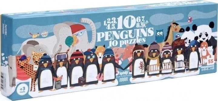 Puzzle cu 10 pinguini